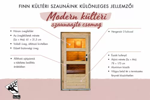 Karibu Skrollan 1. kerti szaunaház 4 fő részére- Natúr színben, kályha nélkül, előszobával