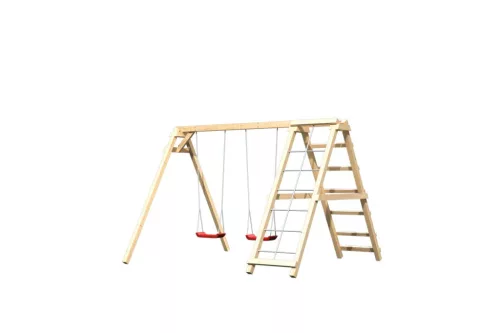 Karibu Felix kétszemélyes fa hinta mászókával, 308 cm x 264 cm