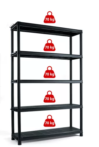 Keter Regál plus 120/5 műanyag 5 szintes tárolópolc - fekete