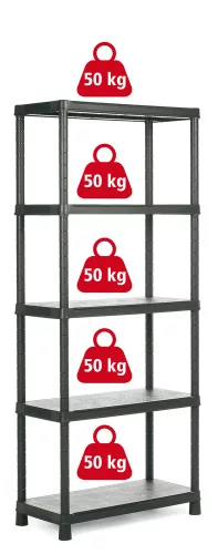 Keter Regál plus 80/5 műanyag 5 szintes tárolópolc - fekete