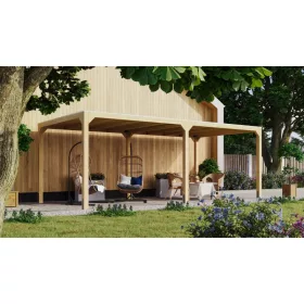   Karibu Kocka 3. Fa kerti pavilon / modern kerti pavilon - 1 hosszabbítással, 627 cm x 320 cm