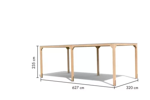 Karibu Kocka 3. Fa kerti pavilon / modern kerti pavilon - 1 hosszabbítással, 627 cm x 320 cm