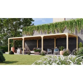   Karibu Kocka 4. Fa kerti pavilon / modern kerti pavilon - 2 hosszabbítással, 934 cm x 320 cm