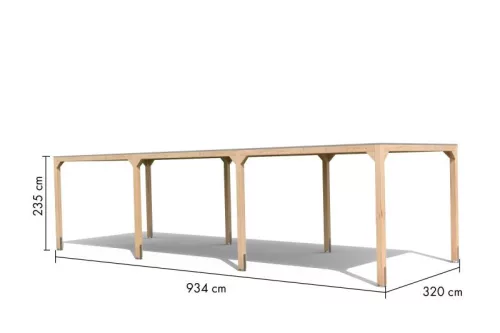 Karibu Kocka 4. Fa kerti pavilon / modern kerti pavilon - 2 hosszabbítással, 934 cm x 320 cm