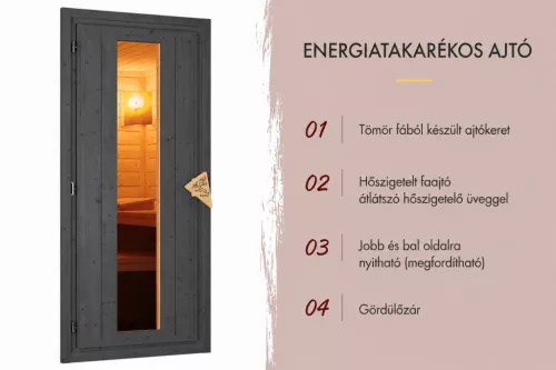 Karibu Hytti 3. kültéri szaunaház 5 fő részére – kályha nélkül, Terragrau színben
