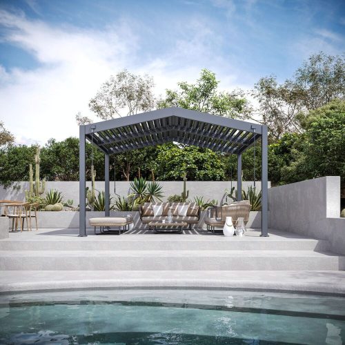 Rojaplast bioklimatikus pergola APEX 3,6x4 méter, alumínium - szabadon álló - szürke antracit