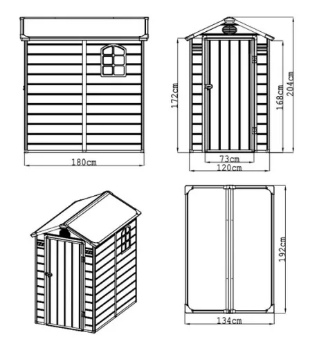 Rojaplast Ave "B" 4x6 műanyag kerti ház, tároló, sötétszürke