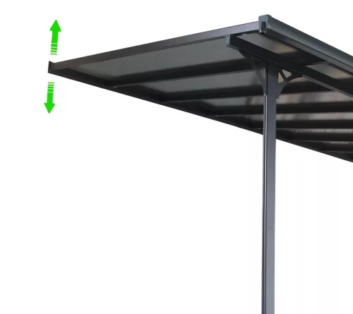 Rojaplast Bruce F alumínium pergola, szürke polikarbonáttal, 436x305cm 