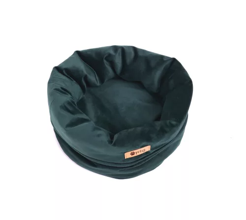 Petsy Royal basket kutya, macska bársonyos poliészter fekhely - zöld - Ø 40 cm