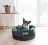 Petsy Royal basket kutya, macska bársonyos poliészter fekhely - zöld - Ø 40 cm