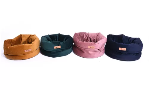 Petsy Royal basket kutya, macska bársonyos poliészter fekhely - zöld - Ø 40 cm