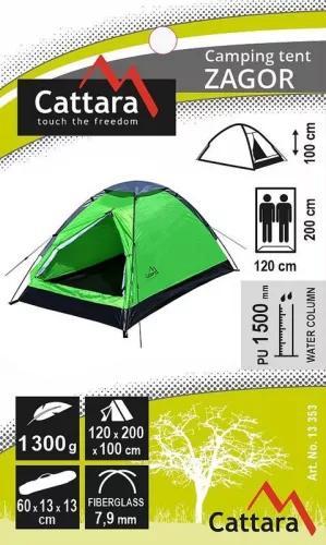 2 személyes sátor ZAGOR 200x120x100cm PU1500mm