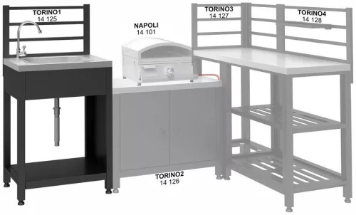 TORINO 1 modulasztal mosogatóval  kültéri konyhához 60x47x123cm
