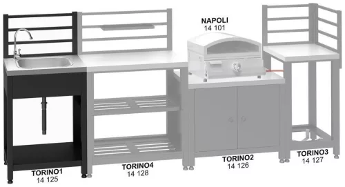 TORINO 1 modulasztal mosogatóval  kültéri konyhához 60x47x123cm