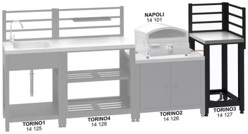 TORINO 3 sarokmodul kültéri konyhához 47x47x123cm