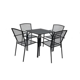   Rojaplast Calabria fém kerti bútor szett, 4 db székkel, fekete