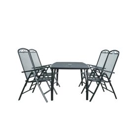   Rojaplast Chieti fém kerti bútor szett, 4 db összecsukható székkel, fekete