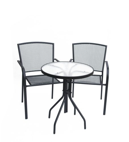 ROJAPLAST Crotone fém kerti bútor szett, 2 db székkel, üveg asztallal