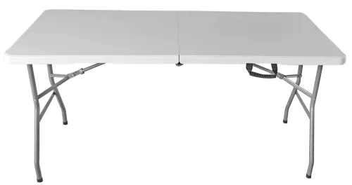 Rojaplast műanyag összecsukható, hordozható kemping, vendéglátó asztal fém lábakkal, 152x70 cm