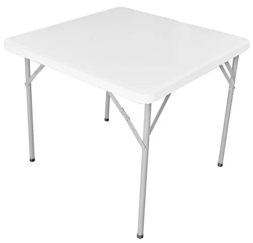 Rojaplast műanyag összecsukható kemping, vendéglátó asztal fém lábakkal, 86x86 cm