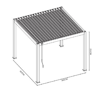 Rojaplast ECO 3×3 m bioklimatikus pergola – szabadon álló acél pergola, antracit