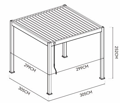 Rojaplast ECO 3×3 m bioklimatikus pergola – szabadon álló acél pergola, antracit