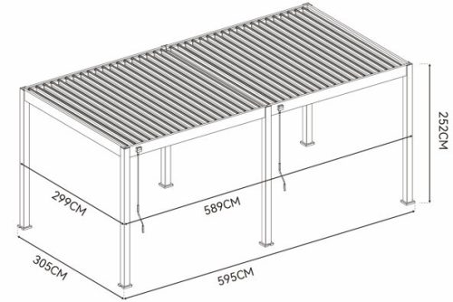 Rojaplast ECO 6×3 m bioklimatikus pergola – szabadon álló acél pergola, antracit