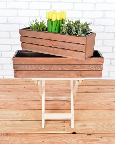 Rojaplast MODERN 51 cm fa virágláda-barna műanyag betéttel