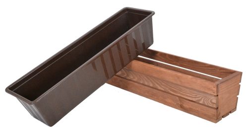 Rojaplast MODERN 61 cm fa virágláda-barna műanyag betéttel