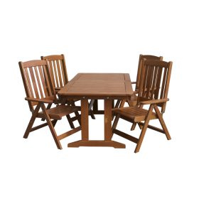   Rojaplast Luisa set 4 fenyőfából készült kihúzható kerti asztal, 4 db székkel