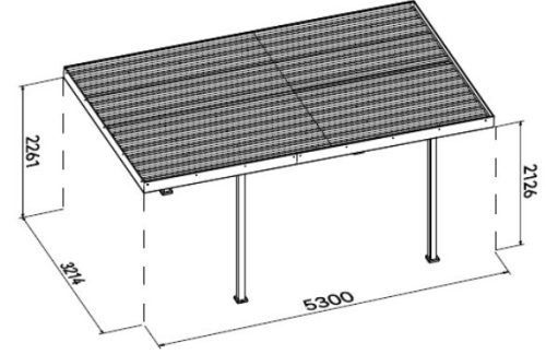 Rojaplast METTA acél autóbeálló – 5,3×3,2 m, antracit