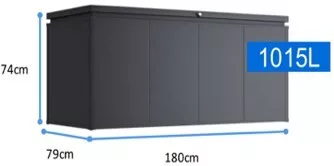 Rojaplast NOBLE 1015 L fém tárolódoboz – acél kerti tároló, sötétszürke