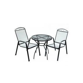   Rojaplast Pescara fém kerti bútor szett, 2db székkel, fekete