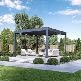   ROJAPLAST PRESTIGE elektromos bioklimatikus pergola – 4×4 m, alumínium, antracit