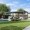 Rojaplast PRESTIGE 8×4 m elektromos bioklimatikus pergola – prémium alumínium árnyékoló LED-világítással és motoros lamellákkal