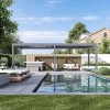 Rojaplast PRESTIGE 8×4 m elektromos bioklimatikus pergola – prémium alumínium árnyékoló LED-világítással és motoros lamellákkal