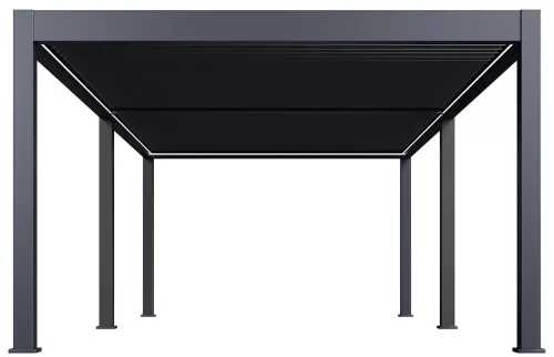 Rojaplast PRESTIGE 8×4 m elektromos bioklimatikus pergola – prémium alumínium árnyékoló LED-világítással és motoros lamellákkal