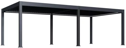 Rojaplast PRESTIGE 8×4 m elektromos bioklimatikus pergola – prémium alumínium árnyékoló LED-világítással és motoros lamellákkal