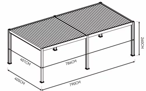 Rojaplast PRESTIGE 8×4 m elektromos bioklimatikus pergola – prémium alumínium árnyékoló LED-világítással és motoros lamellákkal