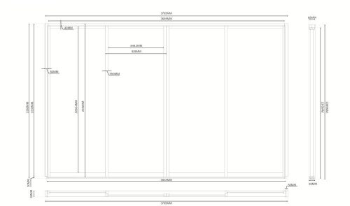 Rojaplast 4 m tolópaneles oldalfal bioklimatikus pergolához – szürke-fekete