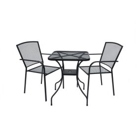   Rojaplast Valentina fém kerti bútor szett, 2db székkel, fekete