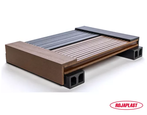 Rojaplast WPC padlóburkolat / teraszburkolat – barna, 2,1 × 14 × 300 cm
