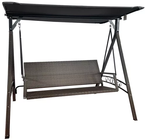 Rojaplast Rattan fém kerti hintaágy - barna