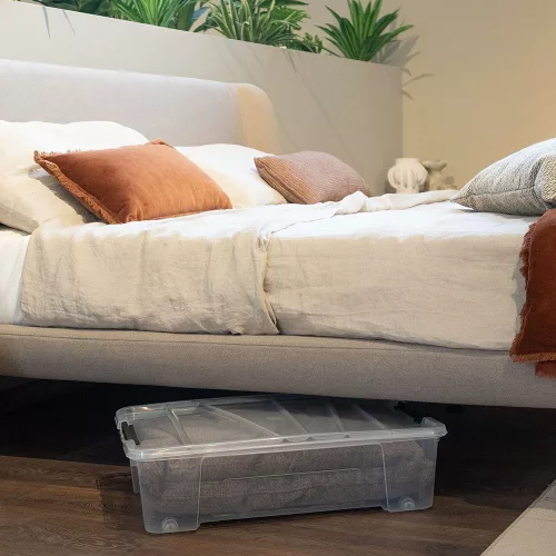 Dea Home Jolly ágy alatti tárolódoboz fedéllel 25 literes - átlátszó