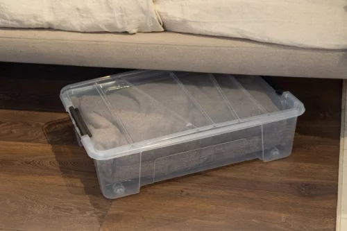 Dea Home Jolly ágy alatti tárolódoboz fedéllel 25 literes - átlátszó