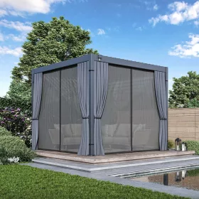   Rojaplast ECO 3×3 m pergolához függöny- és szúnyoghálószett – kényelmes, stílusos és rovarmentes pihenés