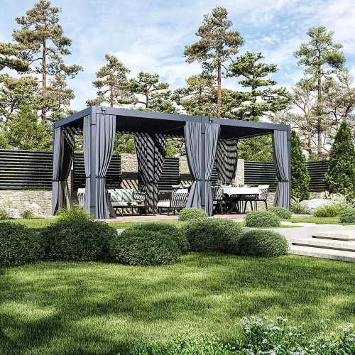 Rojaplast ECO 6×3 m pergola függöny- és szúnyogháló szett – komplett oldalfal készlet