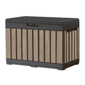   Keter KENTWOOD kerti tároló box – 190 L, ülhető párnatartó, ashwood