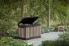 Keter KENTWOOD kerti tároló box – 190 L, ülhető párnatartó, ashwood