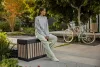 Keter KENTWOOD kerti tároló box – 190 L, ülhető párnatartó, ashwood